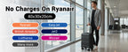 KONO hand luggage case with removable wheels, 40x30x20 cm without castors, ABS + PC for Ryanair, EasyJet & Eurowings