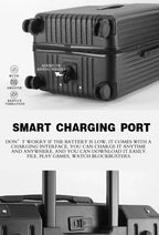 Multifunction Spinner Luggage with USB Charging Port and Cup Holder Aluminum Frame Hard Equipment Suitcase Luggage