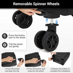 KONO hand luggage case with removable wheels, 40x30x20 cm without castors, ABS + PC for Ryanair, EasyJet & Eurowings