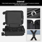 KONO hand luggage case with removable wheels, 40x30x20 cm without castors, ABS + PC for Ryanair, EasyJet & Eurowings