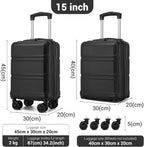 KONO hand luggage case with removable wheels, 40x30x20 cm without castors, ABS + PC for Ryanair, EasyJet & Eurowings