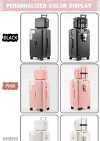 Multifunction Spinner Luggage with USB Charging Port and Cup Holder Aluminum Frame Hard Equipment Suitcase Luggage