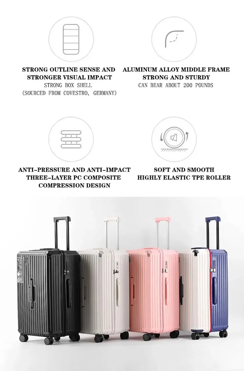 Multifunction Spinner Luggage with USB Charging Port and Cup Holder Aluminum Frame Hard Equipment Suitcase Luggage
