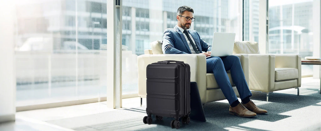 KONO hand luggage case with removable wheels, 40x30x20 cm without castors, ABS + PC for Ryanair, EasyJet & Eurowings