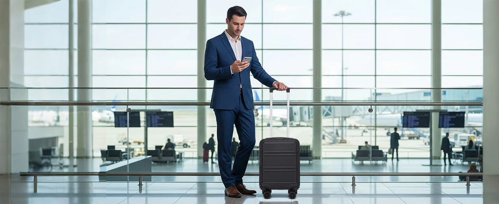 KONO hand luggage case with removable wheels, 40x30x20 cm without castors, ABS + PC for Ryanair, EasyJet & Eurowings