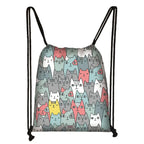 Kawaii Cartoon Dog Cat Backpack Women Drawstring Bags Canvas Shoulder Bag for Travel Girls Rucksack Storage Bags Shoes Holder