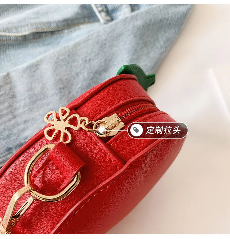 Lovely Children's Strawberry Crossbody Bags Cute Baby Accessories Mini Shoulder Bag Fashion PU Leather Girls Rivet Coin Purse