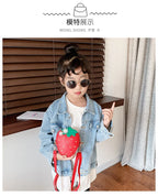 Lovely Children's Strawberry Crossbody Bags Cute Baby Accessories Mini Shoulder Bag Fashion PU Leather Girls Rivet Coin Purse