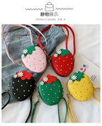 Lovely Children's Strawberry Crossbody Bags Cute Baby Accessories Mini Shoulder Bag Fashion PU Leather Girls Rivet Coin Purse