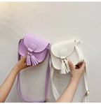 PU Leather Children Small Shoulder Bag Cute Princess Accessories Kids Coin Purse Handbags Cute Girls Baby Tassel Crossbody Bags