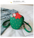 Lovely Children's Strawberry Crossbody Bags Cute Baby Accessories Mini Shoulder Bag Fashion PU Leather Girls Rivet Coin Purse
