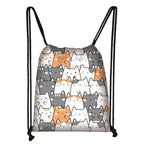 Kawaii Cartoon Dog Cat Backpack Women Drawstring Bags Canvas Shoulder Bag for Travel Girls Rucksack Storage Bags Shoes Holder