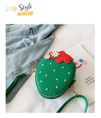 Lovely Children's Strawberry Crossbody Bags Cute Baby Accessories Mini Shoulder Bag Fashion PU Leather Girls Rivet Coin Purse