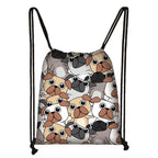 Kawaii Cartoon Dog Cat Backpack Women Drawstring Bags Canvas Shoulder Bag for Travel Girls Rucksack Storage Bags Shoes Holder