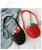 Lovely Children's Strawberry Crossbody Bags Cute Baby Accessories Mini Shoulder Bag Fashion PU Leather Girls Rivet Coin Purse