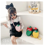 Lovely Children's Strawberry Crossbody Bags Cute Baby Accessories Mini Shoulder Bag Fashion PU Leather Girls Rivet Coin Purse