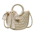 Yogodlns Handmade Half-Round Rattan Woven Straw Bag Summer Women Messenger Crossbody Bags Girls Small Beach Handbag New