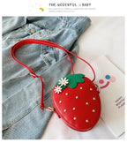 Lovely Children's Strawberry Crossbody Bags Cute Baby Accessories Mini Shoulder Bag Fashion PU Leather Girls Rivet Coin Purse