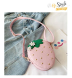 Lovely Children's Strawberry Crossbody Bags Cute Baby Accessories Mini Shoulder Bag Fashion PU Leather Girls Rivet Coin Purse