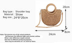 Yogodlns Handmade Half-Round Rattan Woven Straw Bag Summer Women Messenger Crossbody Bags Girls Small Beach Handbag New