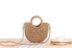 Yogodlns Handmade Half-Round Rattan Woven Straw Bag Summer Women Messenger Crossbody Bags Girls Small Beach Handbag New