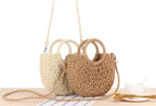 Yogodlns Handmade Half-Round Rattan Woven Straw Bag Summer Women Messenger Crossbody Bags Girls Small Beach Handbag New