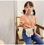 PU Leather Children Small Shoulder Bag Cute Princess Accessories Kids Coin Purse Handbags Cute Girls Baby Tassel Crossbody Bags
