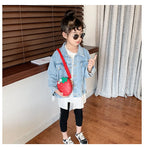 Lovely Children's Strawberry Crossbody Bags Cute Baby Accessories Mini Shoulder Bag Fashion PU Leather Girls Rivet Coin Purse