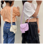 PU Leather Children Small Shoulder Bag Cute Princess Accessories Kids Coin Purse Handbags Cute Girls Baby Tassel Crossbody Bags