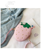 Lovely Children's Strawberry Crossbody Bags Cute Baby Accessories Mini Shoulder Bag Fashion PU Leather Girls Rivet Coin Purse