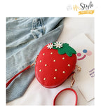 Lovely Children's Strawberry Crossbody Bags Cute Baby Accessories Mini Shoulder Bag Fashion PU Leather Girls Rivet Coin Purse