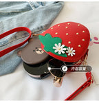 Lovely Children's Strawberry Crossbody Bags Cute Baby Accessories Mini Shoulder Bag Fashion PU Leather Girls Rivet Coin Purse