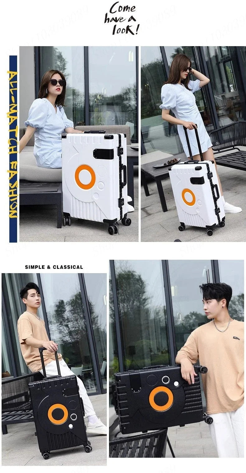 Aluminum Frame Suitcase Super Silent Combination Lock Boarding Rolling Luggage Fashion New Trolley Case 20/22/24/28 Inch