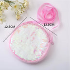 Round Princess Coin Purse Color Sequins Shiny Lanyard Shoulder Bag Children's Messenger Small Pack Kids Handbag Lovely Girl Gift