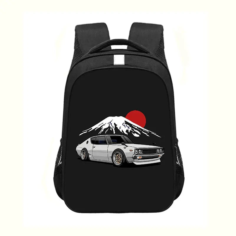 Japan JDM Racing Car Print Backpack Engine Turbo Women Men Rucksack Children School Bags for Teenager Laptop Backpack Travel Bag
