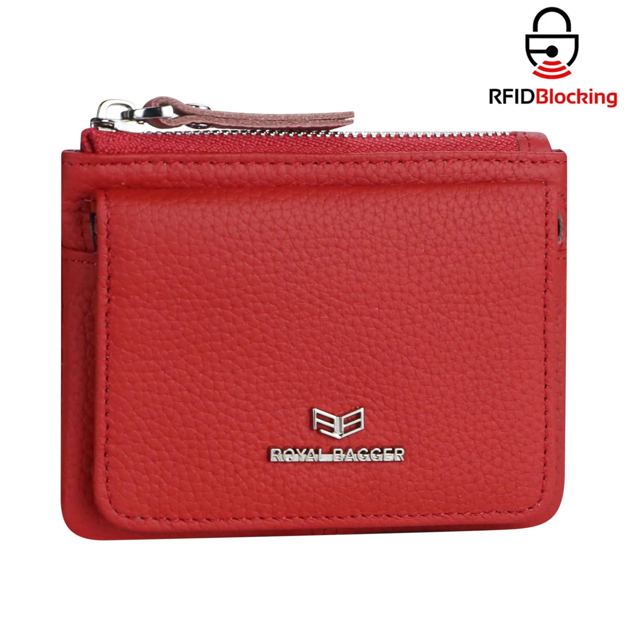 Royal Bagger Genuine Leather Women's Coin Purse Woman card holder wallet RFID Blocking Small Wallet Casual Zipper Change Pouch