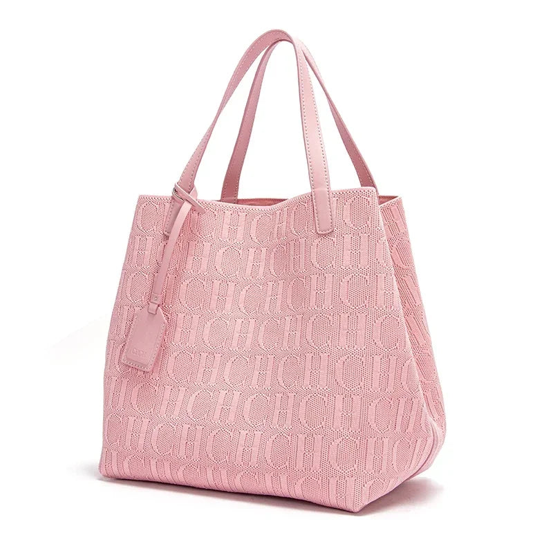 CH High Quality Craft Large Capacity Handbag Ladies Shoulder Bag Fashion Classic New Pure Color Outer Pocket Ladies Handbag