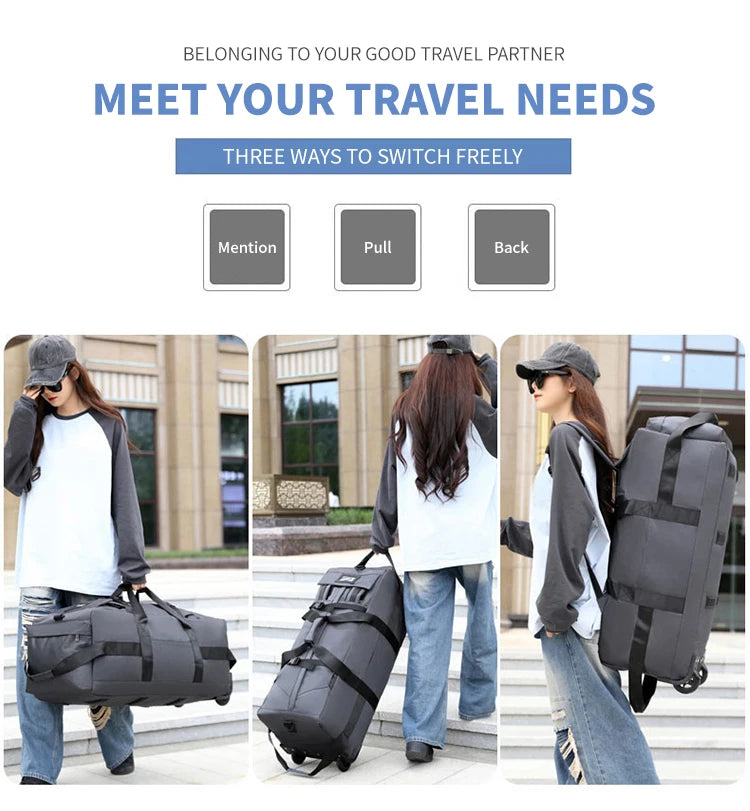 Travel Bag, Large Capacity Handbag, Portable Outdoor Carry-On Luggage, Wheeled Travel Bag, Convenient and Practical Unisex Travel Bag