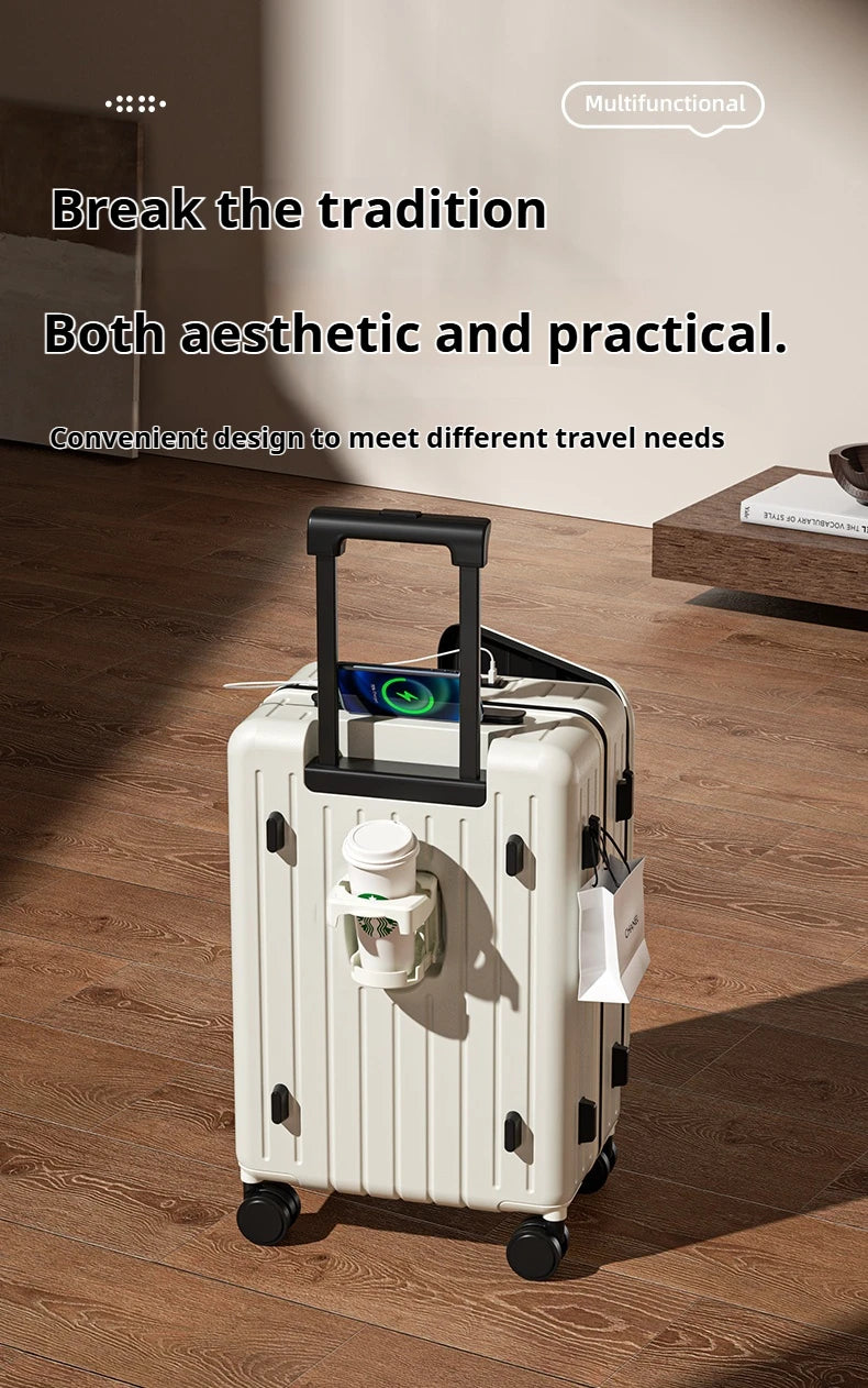 New Front Open Suitcase Hut Trolley Box 20/24/26 Inch High Quality Frame Large Capacity Suitcase Men's Ladies' Travel Case