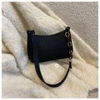 Women's Embossed Felt Handbag with Portable Chain
