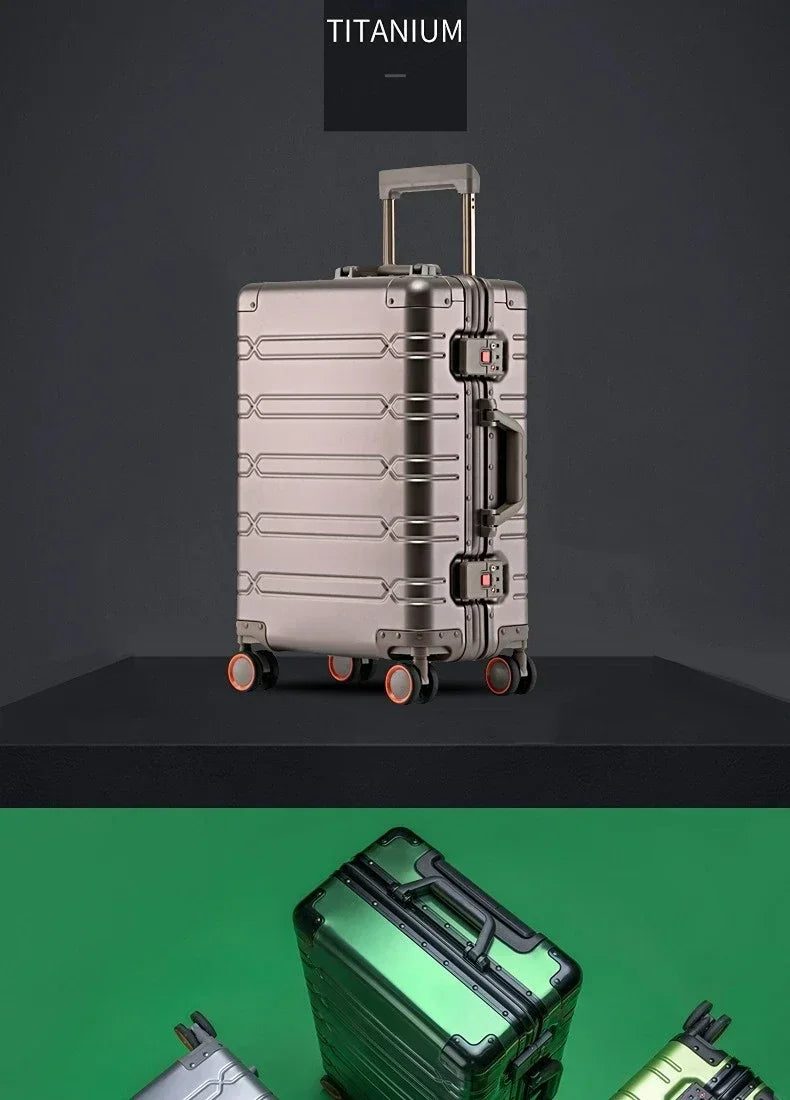 TravelTrolley Luggage 20‘’Carry-On Cabin Suitcase Travel Bags Rolling Luggage Aluminum-magnesium Alloy Travel Suitcase