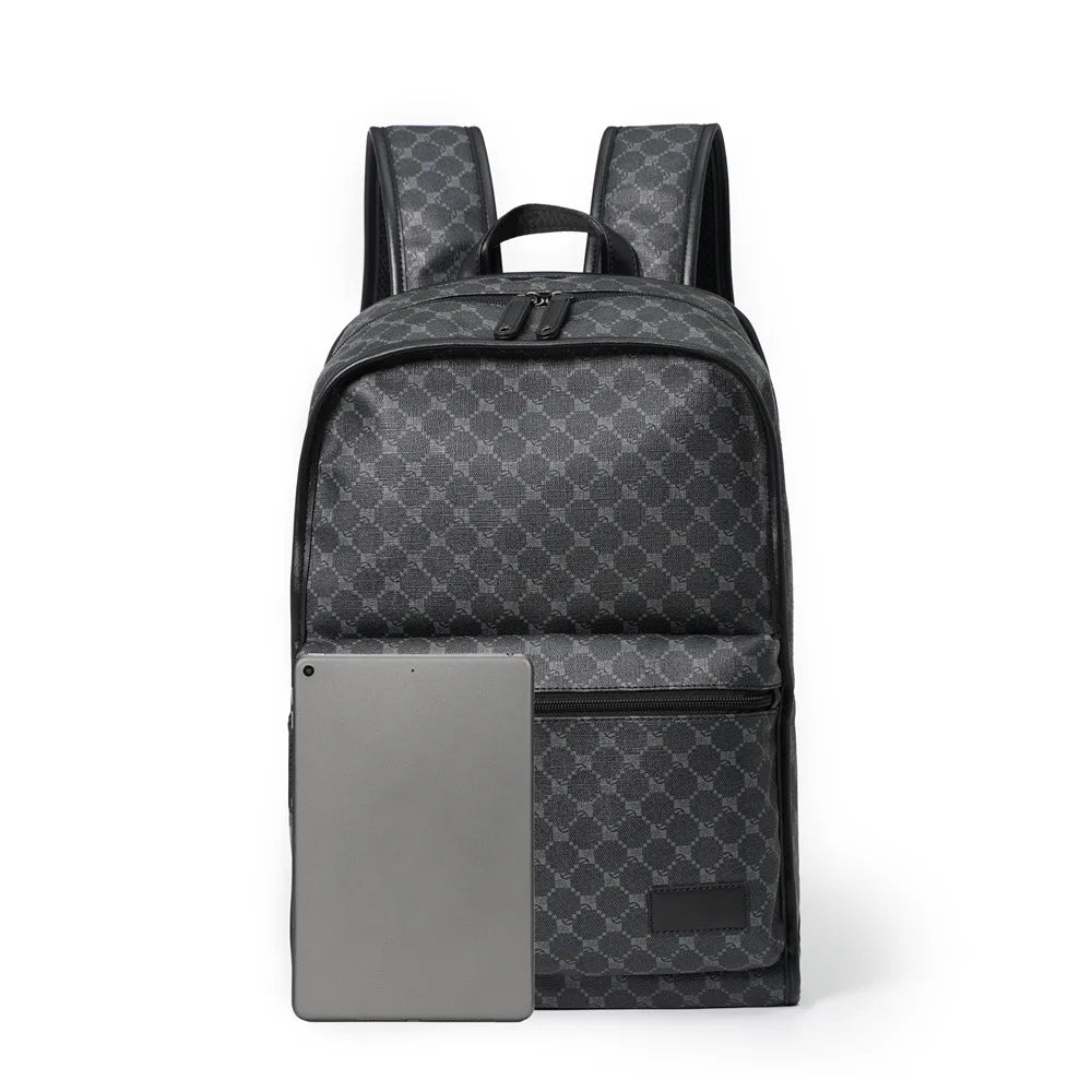Luxury Floral Print Backpack Men Fashion Design Men's Backpacks Large-capacity Travel Bags PU Leather Backpack Male Schoolbag