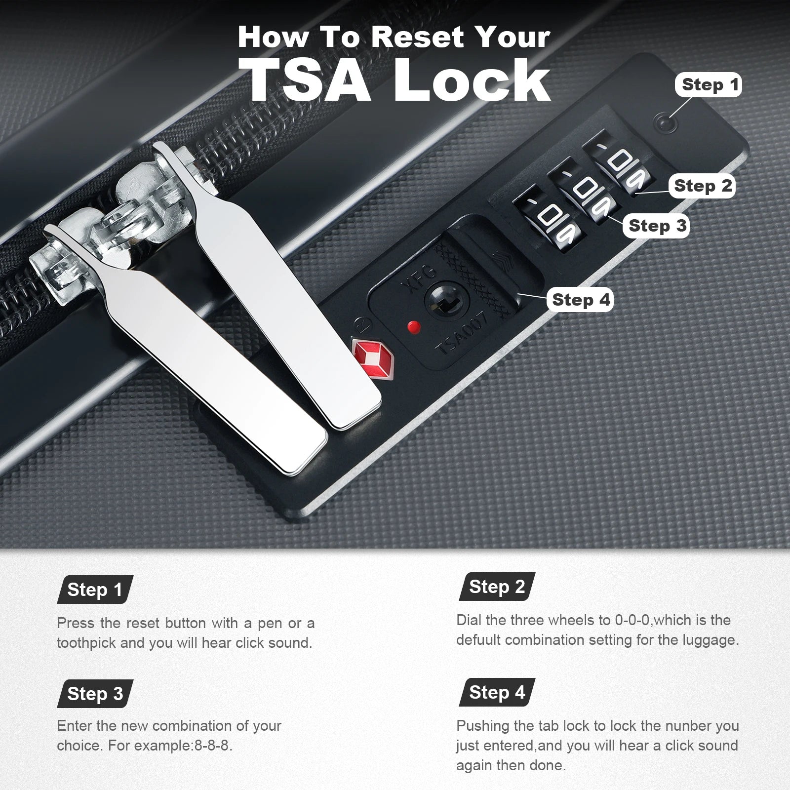 3-Piece Luggage Set with Spinner Wheels and TSA Lock (20/24/28)