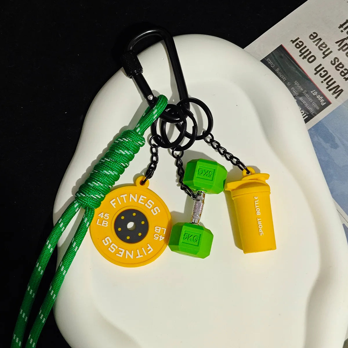 2025 HOT! Fitness Keychain Gym Barbell Key chain Weightlifting Keyring Silicone Weight Plate Gym Gifts Workout Gifts Bag gift