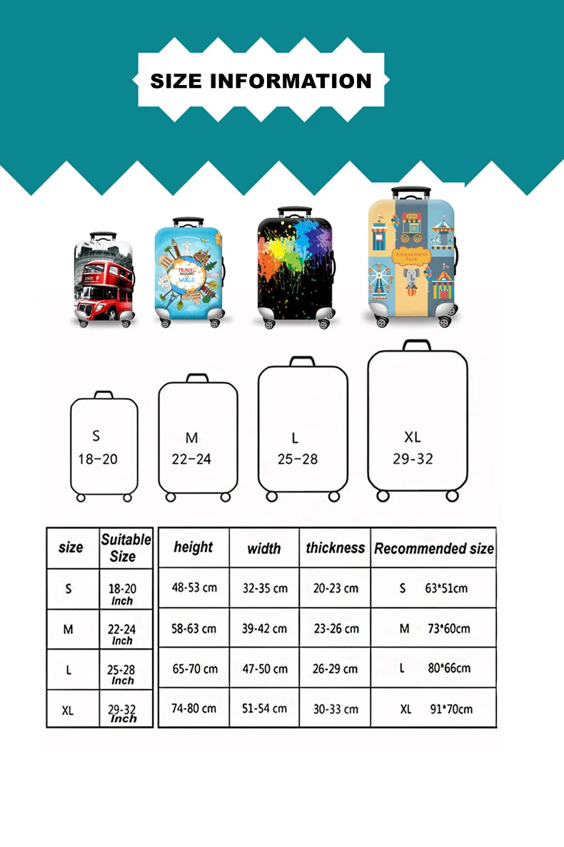 Thick Elastic World Map Luggage Protective Cover Zipper Suit For 18-32 inch Bag Suitcase Covers Trolley Cover Travel Accessories