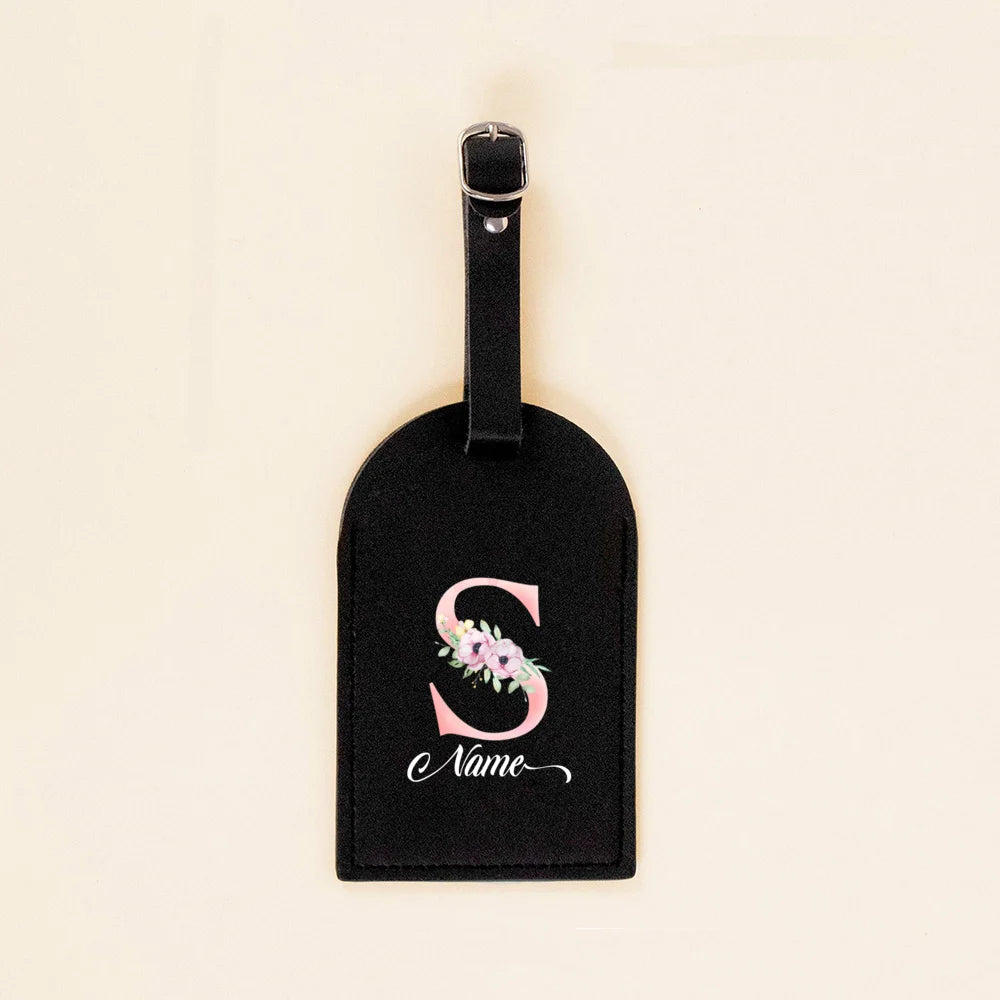 Personalised PU Leather Luggage Tag Initial with Name Suitcase Label Baggage Bags Tags Travel Accessorie Wedding Birthday Gift