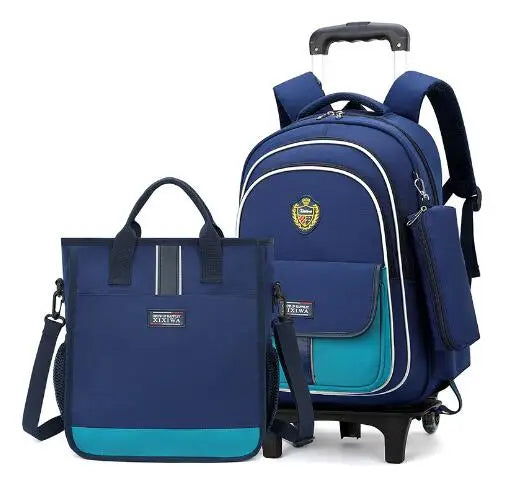 School Rolling Backpack for Girls Trolley School Bags Backpack with Wheels Carry-on Travel Luggage with Handbag Toddler Bags