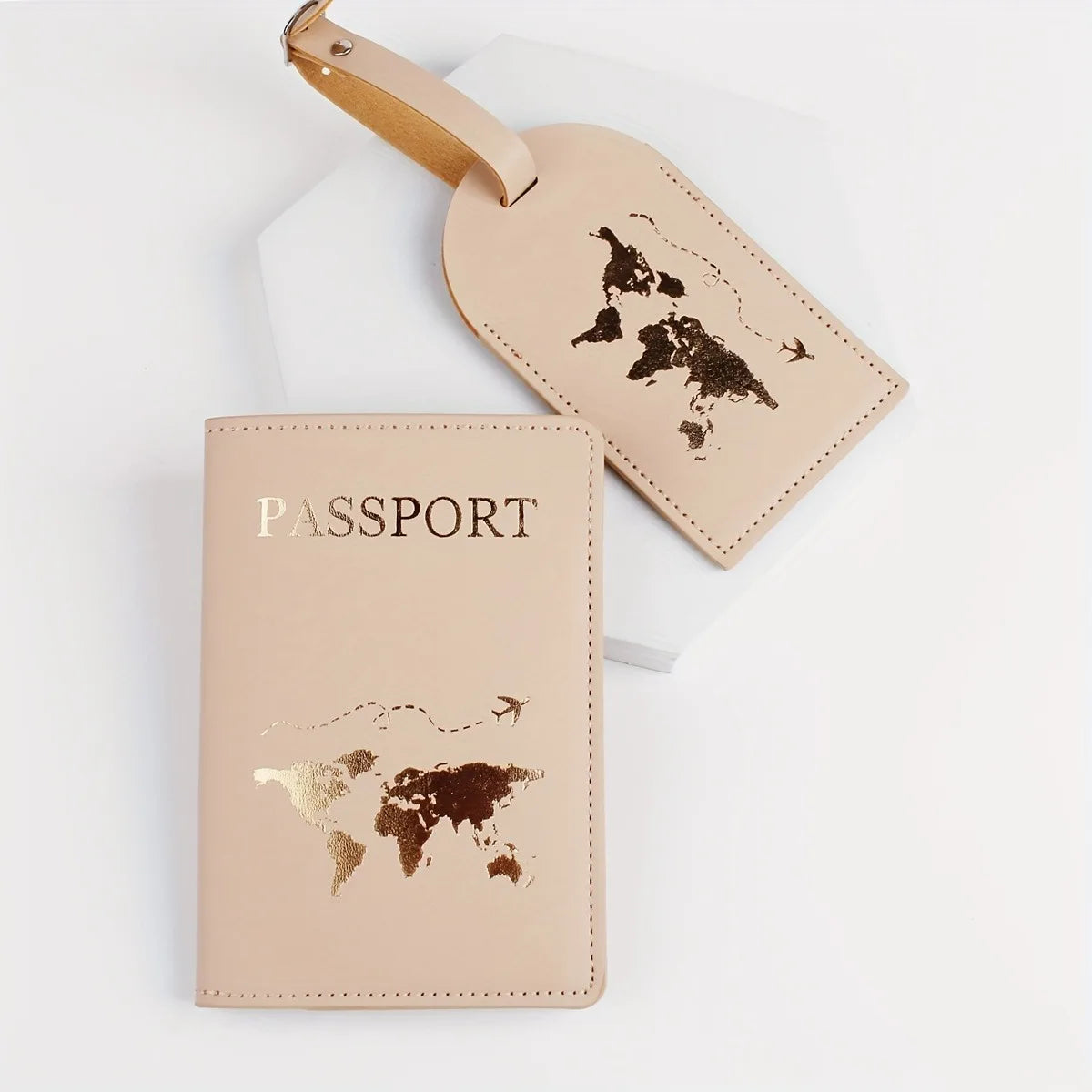 2PCS/Set Passport Cover Luggage Suitcase Tag With Name ID Card Anti-lost PU Leather Wallet Travel Accessories For Flight Couples