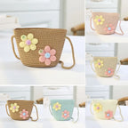 Girl's Zipper Flower Straw Bag (Handmade)