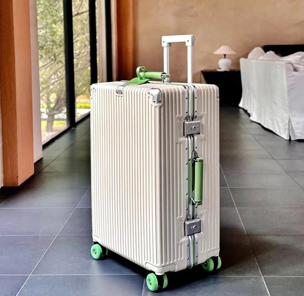 Suitcase Aluminum Frame with Colorful Silent Spinner Wheel TSA Lock Travel Trolley Case 20"Carry-on High-quality Rolling Luggage